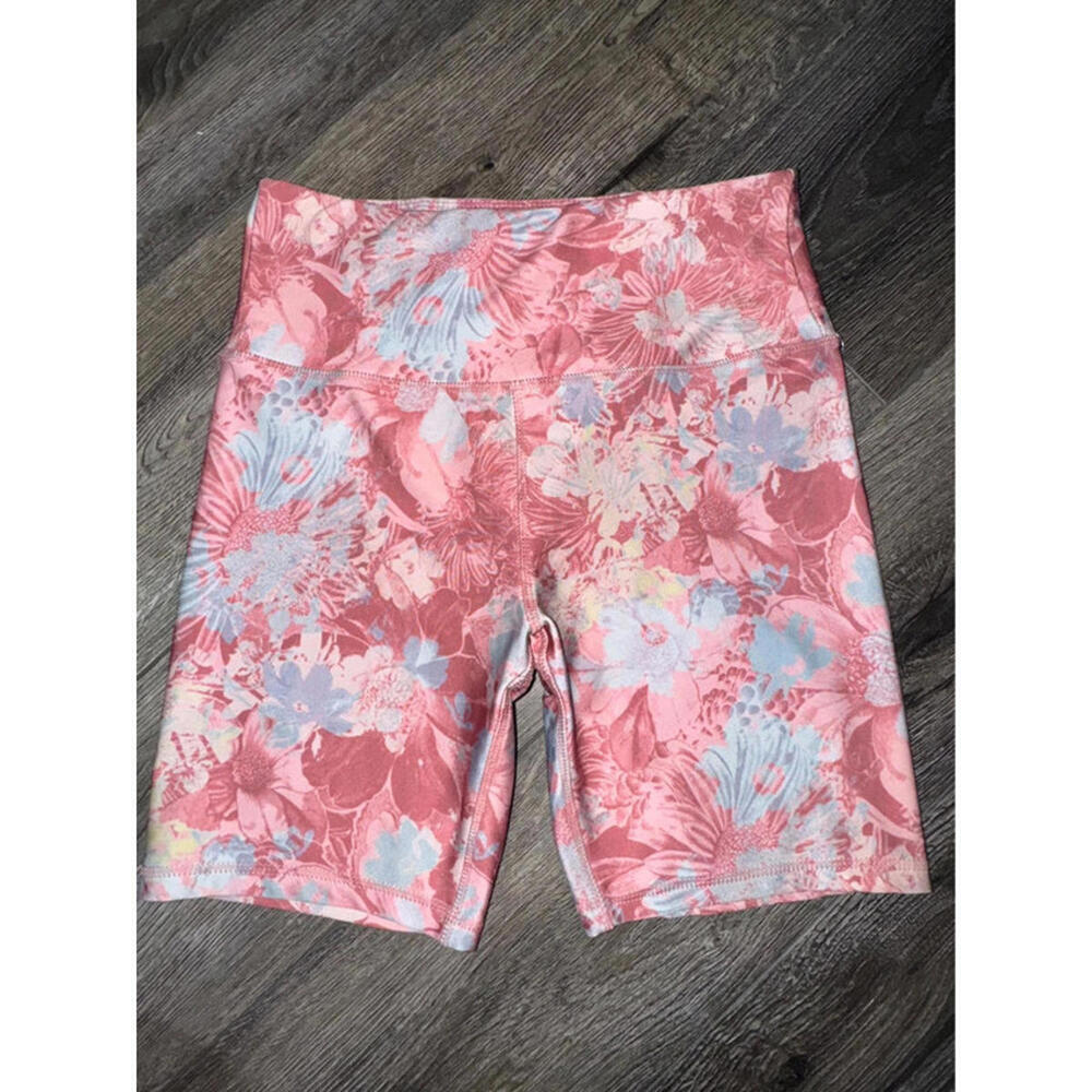 ebb & flow High Waisted Biker Yoga Athletic‎ Boho Shorts Floral Medium